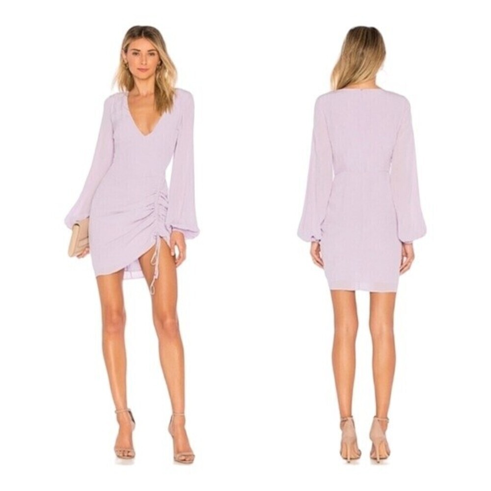 L'academie Pearl Ruched Dress in Lilac Size S